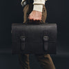 BLACKWOOD Thunder Brown Epsom leather shoulder bag carried by hand, lifestyle view
