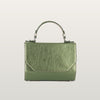 Front view of Fjord Mavka structured bag in Italian metallic green leather