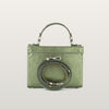 Back view of Fjord Mavka bag showing detachable leather crossbody strap and custom steel hardware