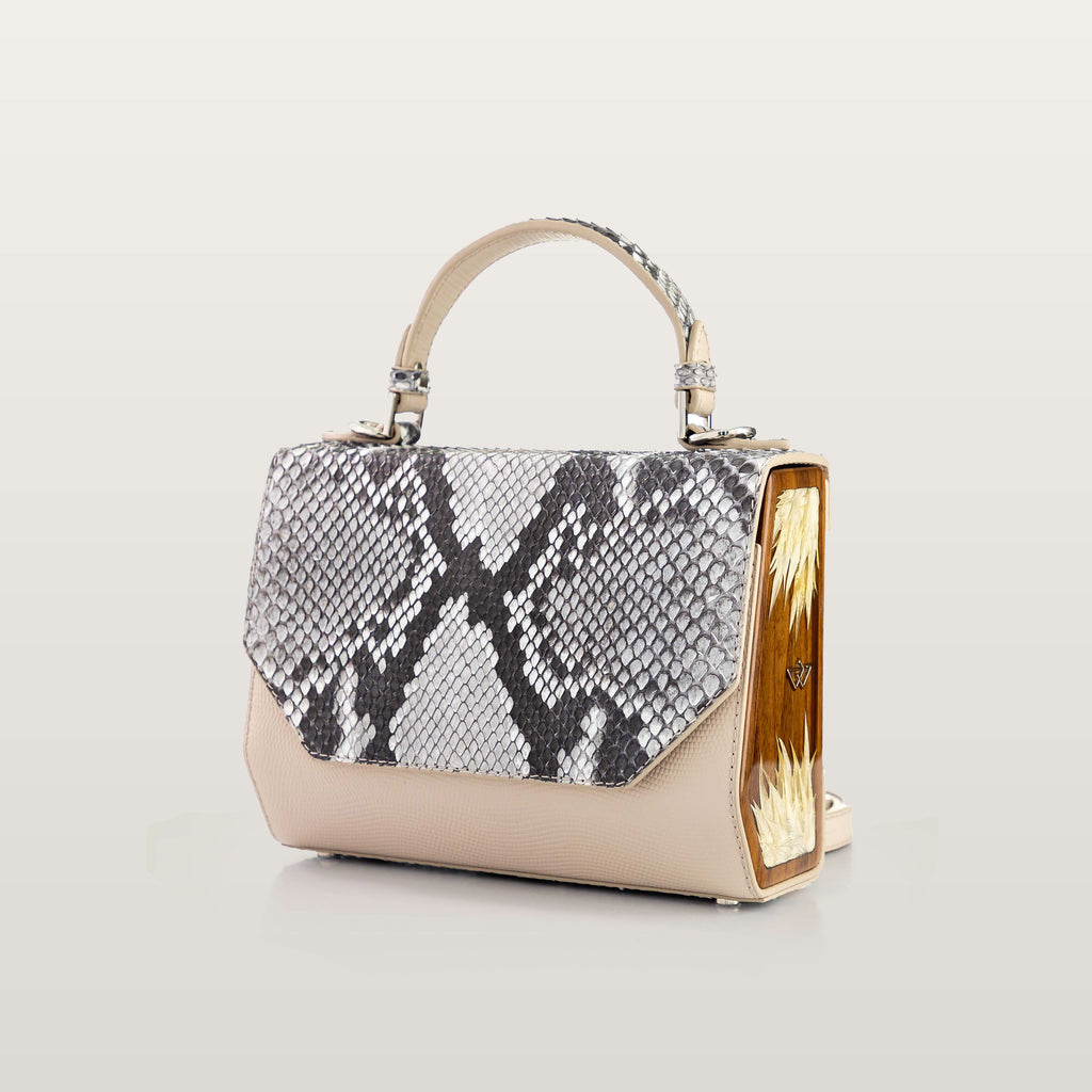 BLACKWOOD Fjord Indian Tiger Python – Python Leather & Wood Bag – Luxury Worldwide Shipping