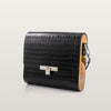 Handcrafted BLACKWOOD Gloria Black Croco leather handbag with wooden side panels