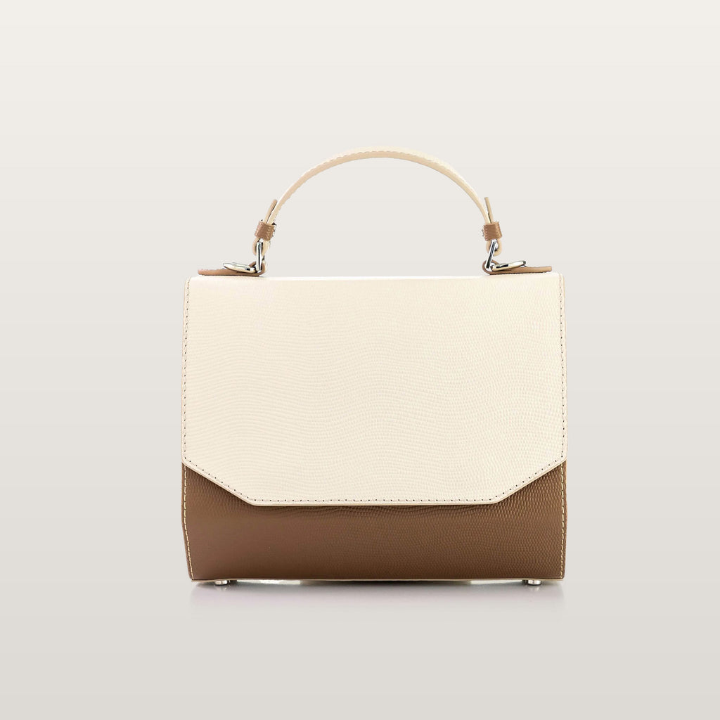 Fjord Beige/Cappuccino Saffiano - Blackwood Atelier - Wood and Leather Shoulder Bag for Women