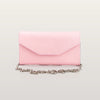 Front view of BLACKWOOD Essence Shiny Rose pink leather phone bag with flap closure