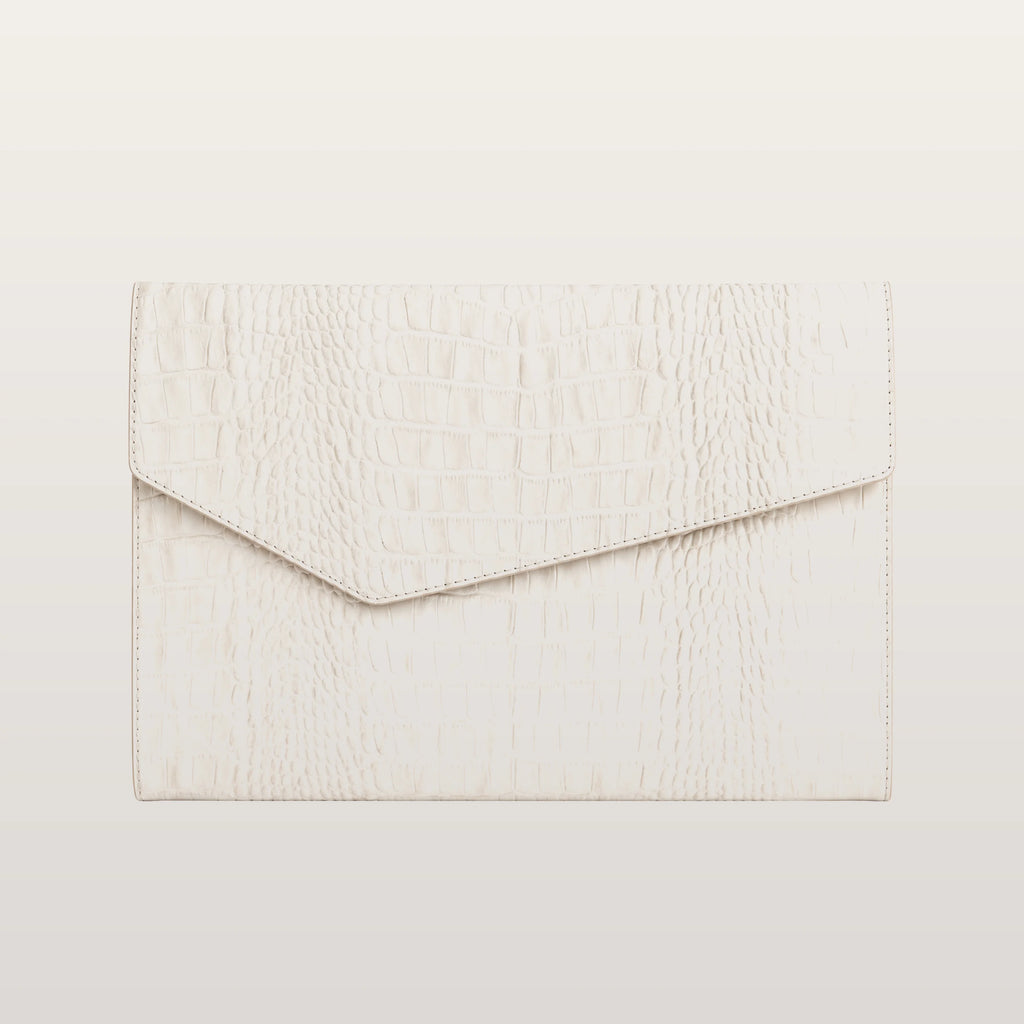 Beige Croco MacBook case worn as a refined accessory by BLACKWOOD Atelier