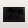 Black Croco leather MacBook case detail with refined saffiano texture