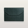 Green Saffiano leather MacBook case detail with refined saffiano texture