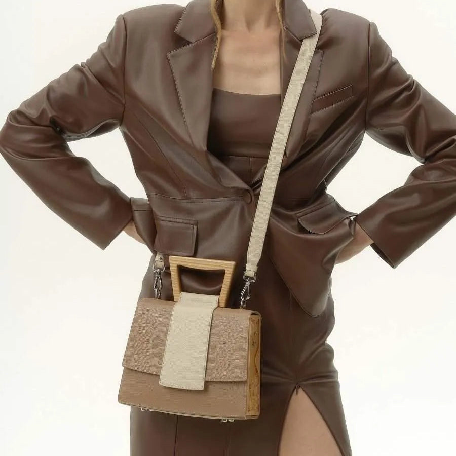 Sandy Beige/Cappuccino Saffiano